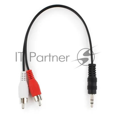 Кабель аудио Cablexpert CCA-458-0.2M-N, Jack 3.5(M)/2xRCA, 0.2м, черный, пакет
