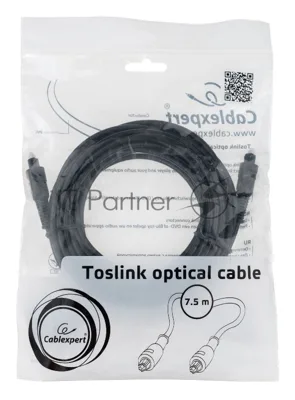 Кабель оптический Cablexpert CC-OPT-7.5M-N, Toslink 2xODT M/M, 7.5м, черный, пакет