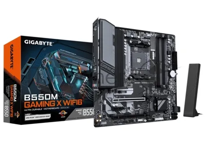 Материнская плата Gigabyte B550M GAMING X WIFI6, AM4, AMD B550, 4xDDR4, 4xSATA, 2xM.2, 2xPCIe x16, DisplayPort, HDMI, 1xGb LAN, 6xUSB, 3x3.5 мм, 7.1, microATX