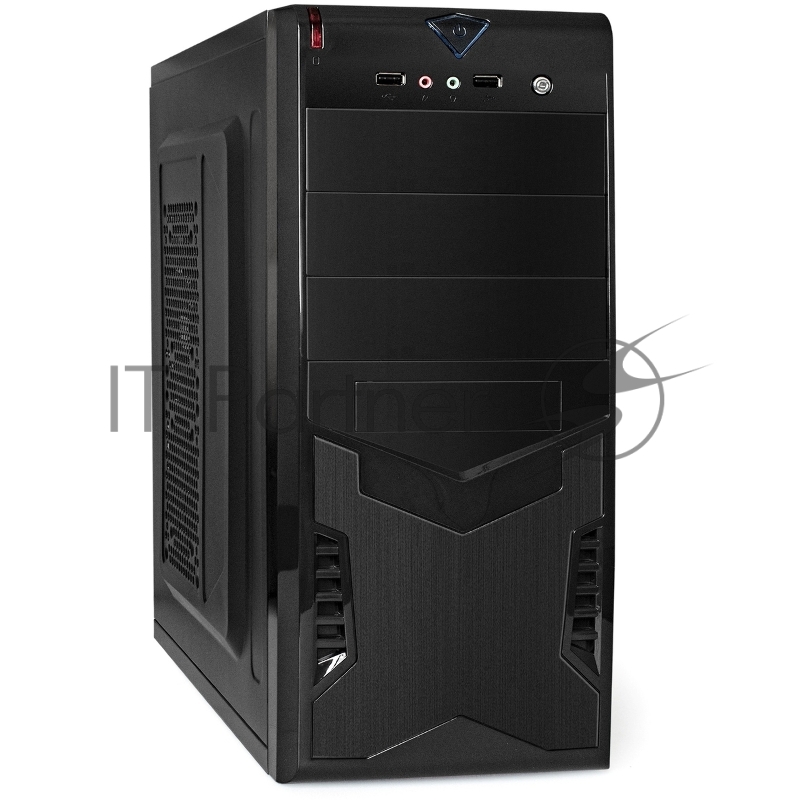 Компьютерный корпус Miditower ExeGate CP-601-UNS350 (ATX, БП UNS350 с вент. 12см, 2*USB, аудио, черный)