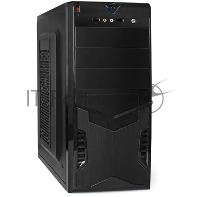 Компьютерный корпус Miditower ExeGate CP-601-UNS500 (ATX, БП UNS500 с вент. 12см, 2*USB, аудио, черный)