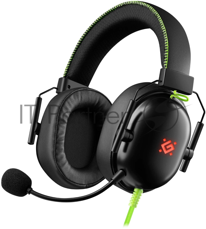Гарнитура Defender Toxic чёрный, проводная, USB / mini jack 3.5 мм, подсветка
