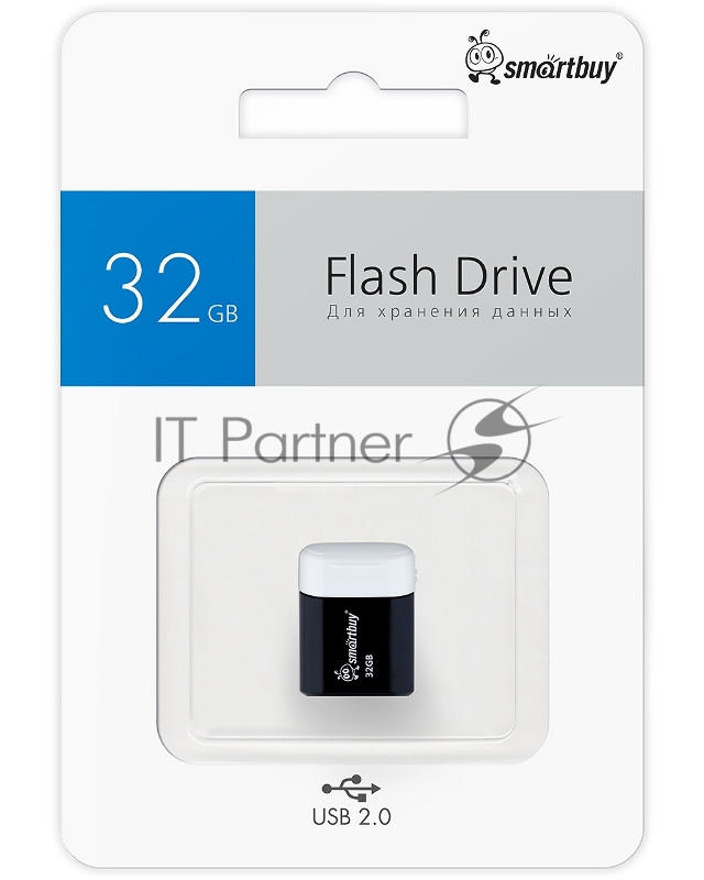 Флешка USB Smartbuy LARA Black (SB32GbLARA-K), 32Gb, USB 2.0, R/W 15/5, черный/белый