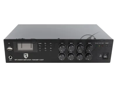Микшер-усилитель Intrend ITMXAMP-120MT MP3, FM тюнер, USB, Bluetooth, 2хMic/3хLine входы, 1хLine выход,120 Вт, 4/8Ом/100V, IR-пульт в комплекте