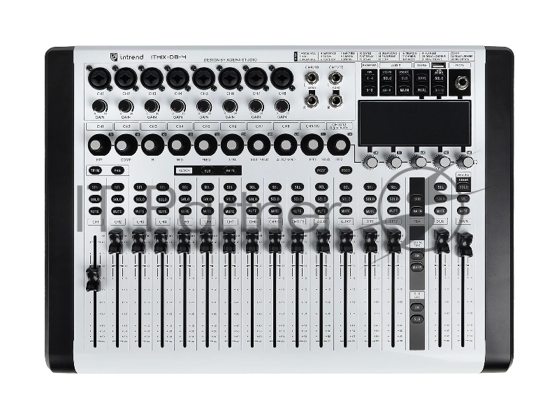 Микшер Intrend ITMIX-D8-4 цифровой, 12 входов (8 аналоговых, 1 стерео, 2 USB), 2 группы, Bluetooth, USB MP3 плеер