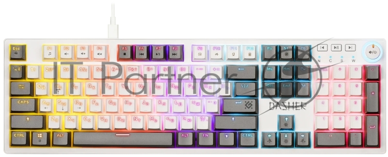 Клавиатура Defender Dasher GK-472 проводная, USB Type-A, белый/серый