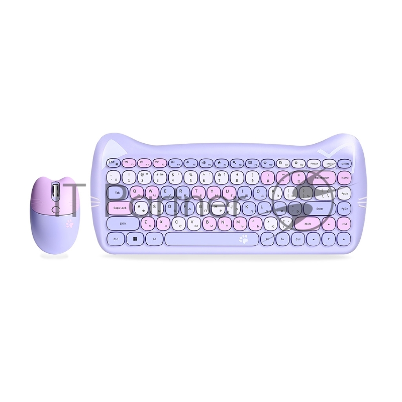 Комплект клавиатура+мышь Smartbuy 668396AG-KT беспроводной, USB, 1600 DPI, сиреневый/фиолетовый