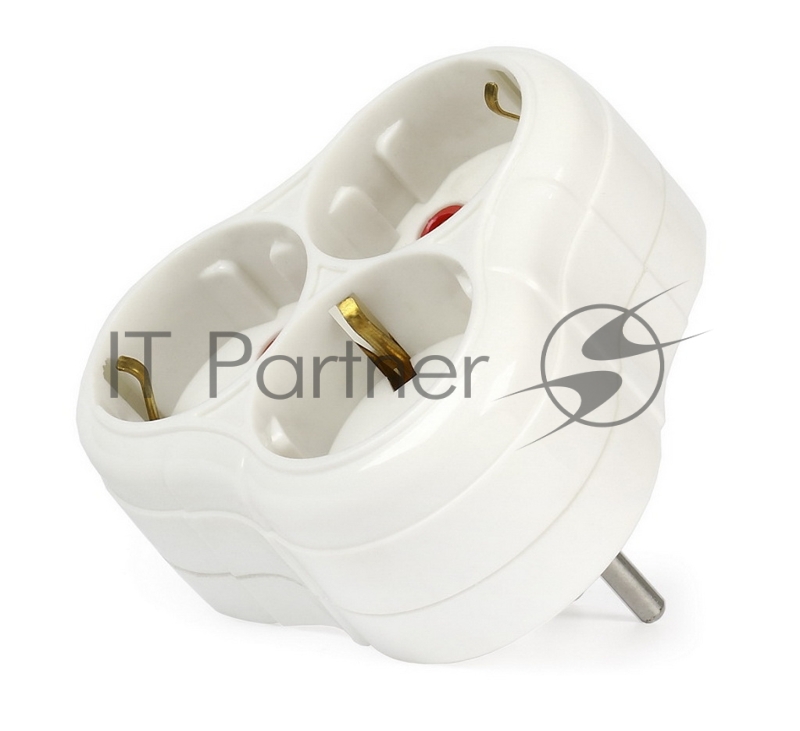 Тройник Smartbuy (SBE-16-A01-3z) 3 гнезда с заземлением круглый белый 16А 250В