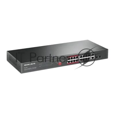 Коммутатор Mercusys MS118CP, 16×100 Мбит/с PoE + 2×1 Гбит/с, неуправляемый