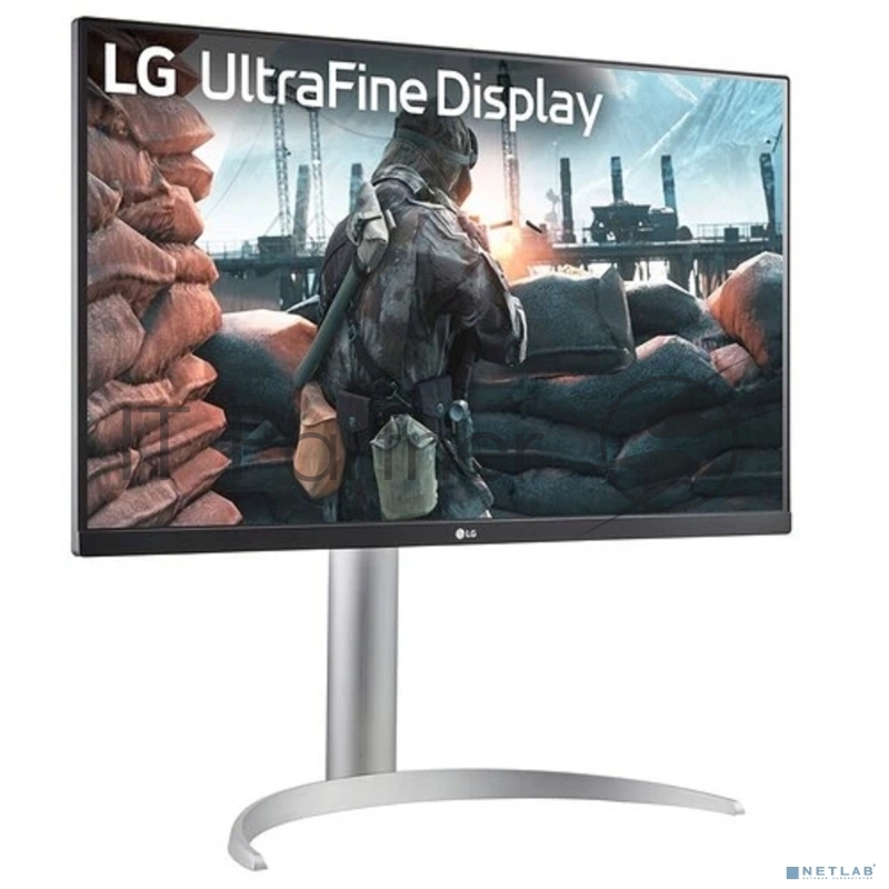 Монитор 27" LG UltraFine 27UP650K-W IPS 3840x2160 (4K UHD), 60 Гц, 5 мс, 16:9, DisplayHDR 400, 400 кд/м², HDMI (x2), DisplayPort, Flicker Free, Low Blue Light, стабилизатор черного цвета, регулировка по высоте, поворот на 90 градусов, трехсторонний безрамочный дизайн, белый