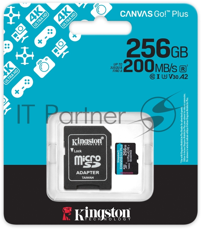 Флеш карта microSDXC 256Gb Kingston SDCG4/256Gb Canvas Go! Plus A2 + adapter