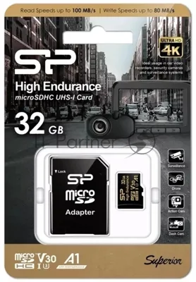 Флеш карта microSDHC 32GB Silicon Power SP032GBSTHDV3V1HSP V30 A1 + adapter