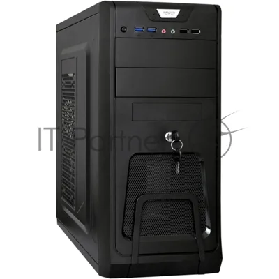 Компьютерный корпус Miditower ExeGate CP-603UB-UNS350 (ATX, БП UNS350 с вент. 12см, 2хUSB, аудио, черный)