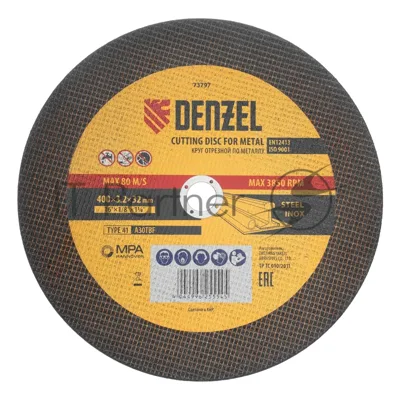 Круг отрезной по металлу Denzel, 400 х 3,2 х 32 мм, A30TBF