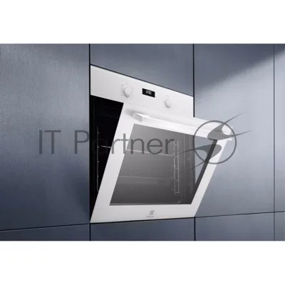 Встраиваемый духовой шкаф Electrolux EOF5F50BV, Электрический духовой шкаф с конвекцией, приготовление на пару, объем 65 л, 8 режимов, очистка каталитическая, 2 стекла в дверце, направляющие проволочные + телескопические (1 уровень)белый