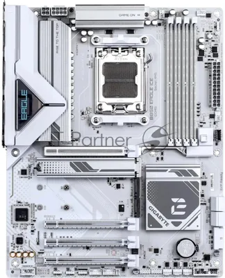 Материнская плата Gigabyte B850 EAGLE ICE, AM5, AMD B850, 4xDDR5, 4xSATA, 3xM.2, 1xPCIe 5.0 x16, 1xPCIe 4.0 x4, 2xPCIe 3.0 x1, DisplayPort, HDMI, 1x2.5Gb LAN, USB Type-C, 3x3.5 мм, 7.1, ATX