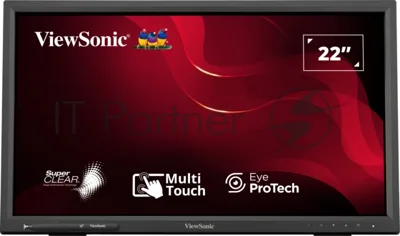 Монитор 21.5" ViewSonic TD2223-2 VA 1920x1080, 75 Гц, 6.5 мс, 16:9, 250 кд/м², HDMI 1.4, VGA, DVI-D, 3.5 мм, динамики (2x2 Вт), сенсорный, черный