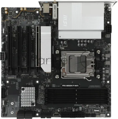 Материнская плата MSI PRO B850M-P WIFI, AM5, AMD B850, 4xDDR5, 4xSATA, 3xM.2, 1xPCIe 5.0 x16, DisplayPort, HDMI, 1x5Gb LAN, USB Type-C, 3x3.5 мм, 7.1, microATX