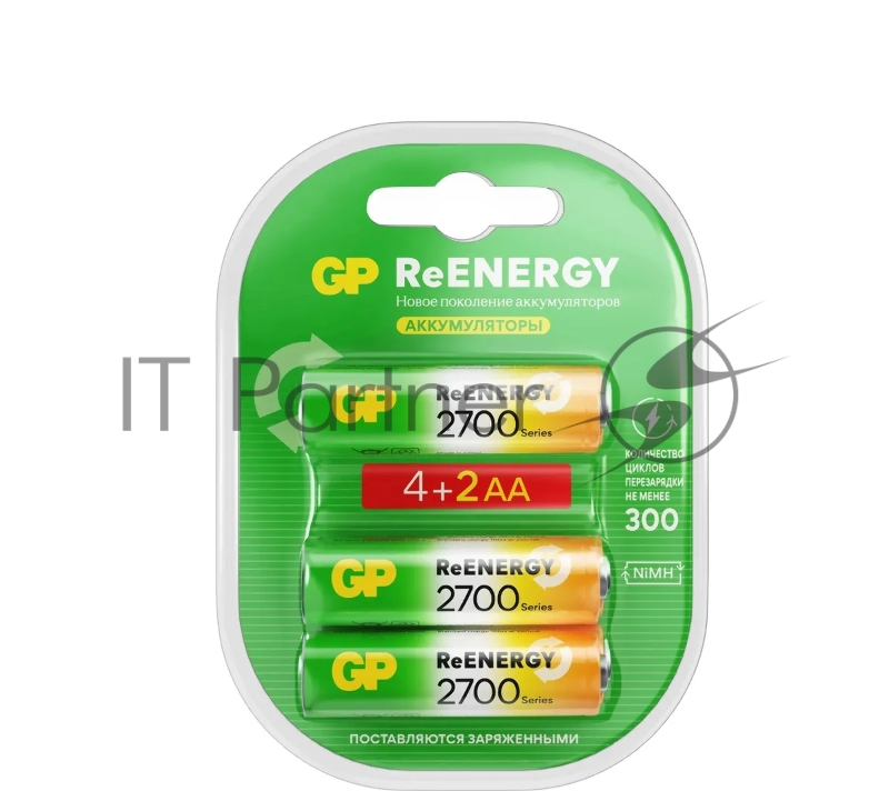 Аккумулятор GP 270AAHC4/2RGY-2CRCB6 AA NiMH 2700mAh (6шт) блистер