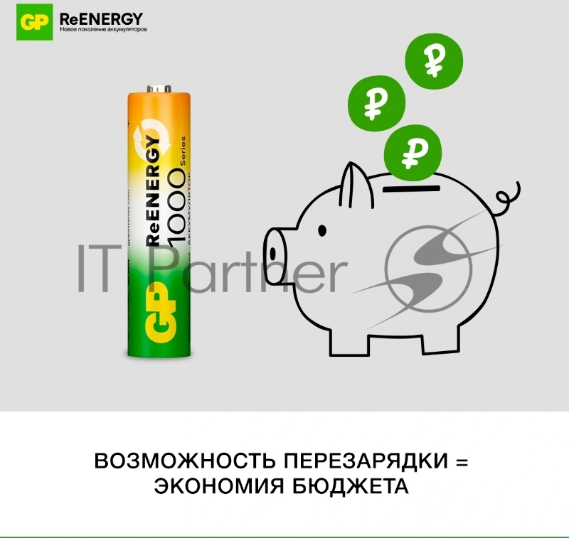 Аккумулятор GP Rechargeable 100AAAHC4/2RGY-2CRCB6 AAA NiMH 930mAh (6шт) блистер