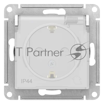 Розетка AtlasDesign Aqua 16А IP44 с заземл. защ. шторки с прозрачной крышкой быстрозажим. клем. механизм белый SE ATN440146S