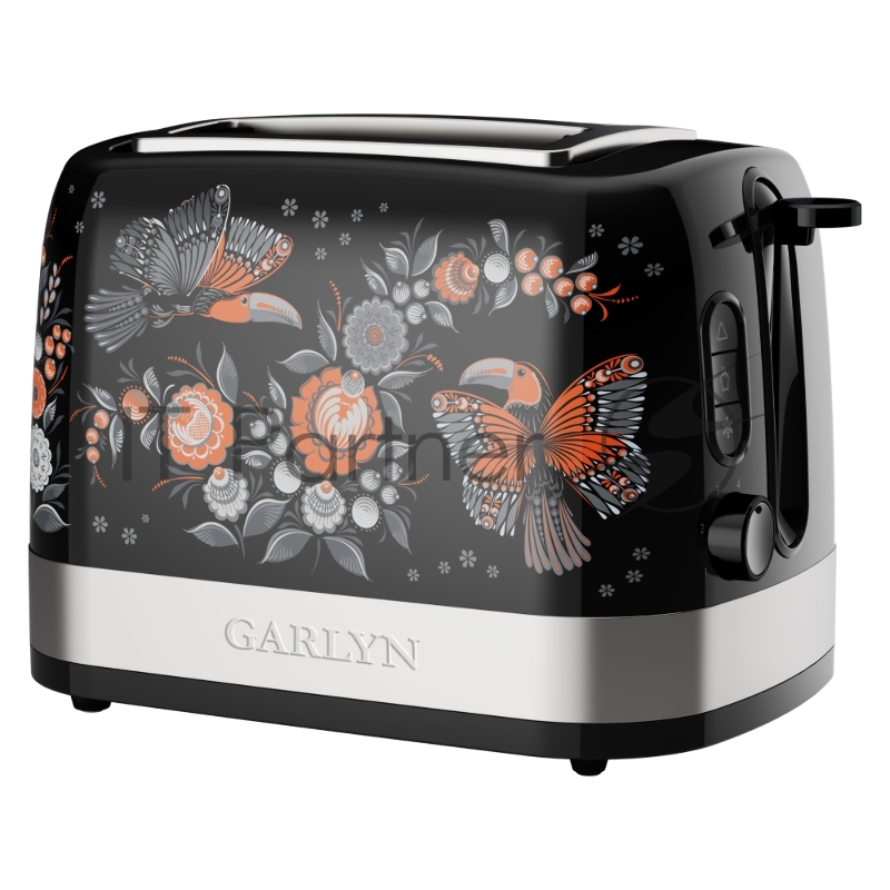 Тостер GARLYN Flower Grace TR-500 чёрный, 1050 Вт, 2 слота