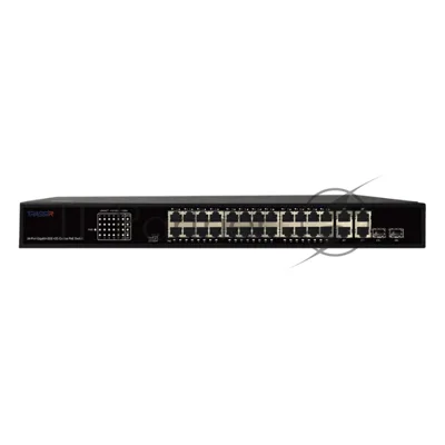 Неуправляемый коммутатор Trassir TR-NS14282С-370-24POE с24 PoE портами (10/100/1000 Мбит/с Base-T PoE port),и 2 Combo портами (10/100/1000 Мбит/с Base-T), 2 Uplink (10/100/1000 Мбит/с Base-T)