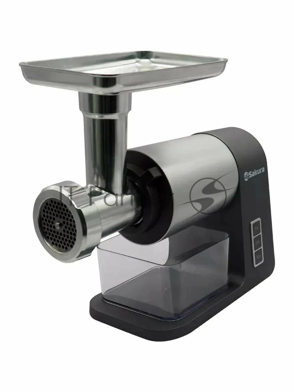 Мясорубка электрическая Sakura SA-6425G Premium серый, 2400 Вт, 2.5 кг/мин, реверс, защита от перегрузки, металлический лоток, насадки - 5