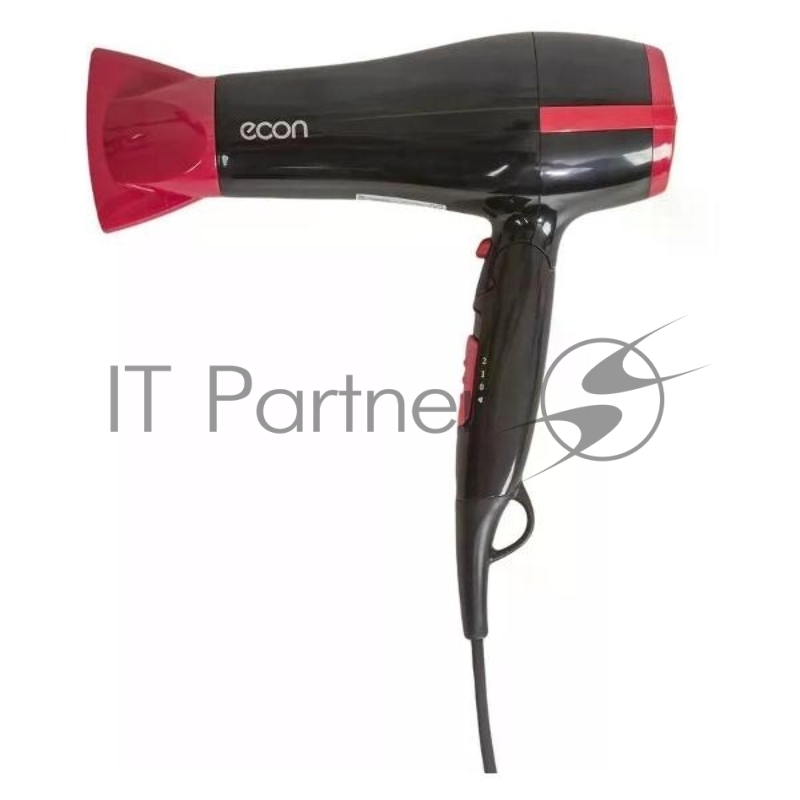 Фен ECON ECO-BH220D черный/красный, 2200 Вт, компактный, ионизация