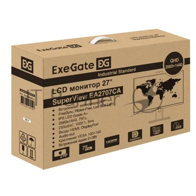 Монитор 27" ExeGate SmartView EH2709C IPS 2560x1440, 75 Гц, 5 мс, 16:9, 250 кд/м², 1xHDMI, 1xDisplayPort, USB, Flicker Free, Low Blue Light, с веб-камерой 2 Мп, черный