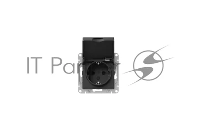 Механизм розетки EKF Эпика UP1-SOB-111-44 16А, IP44, с заземлением, со шторками, c крышкой, черный
