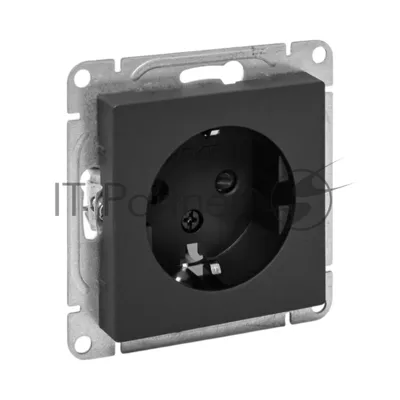 Механизм розетки EKF UP1-SOB-111 16А, с заземлением, со шторками, черный Эпика