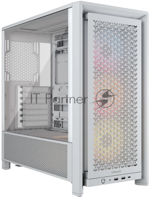 Компьютерный корпус без блока питания Corsair Frame 4000D RS ARGb, Midi-Tower, TG, 3x120мм ARGb, 2xUSB-A 3.2, 1xUSB 3.2 Type-C, E-ATX, ATX, mATX, mITX White