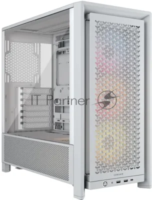 Компьютерный корпус без блока питания Corsair Frame 4000D RS ARGb, Midi-Tower, TG, 3x120мм ARGb, 2xUSB-A 3.2, 1xUSB 3.2 Type-C, E-ATX, ATX, mATX, mITX White