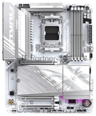 Материнская плата Gigabyte B850 AORUS ELITE WIFI7 ICE rev. 1.1, AM5, AMD B850, 4xDDR5, 4xSATA, 3xM.2, 1xPCIe 5.0 x16, 2xPCIe 3.0 x16, 1xDP, 1x2.5Gb LAN, Wi-Fi 7, Bluetooth 5.4, 1xUSB-C 10Gbps, 2xUSB-A 10Gbps, 5xUSB-A 5Gbps, 4xUSB-A 2.0, 3x3.5 мм + S/PDIF оптический, 7.1, ATX