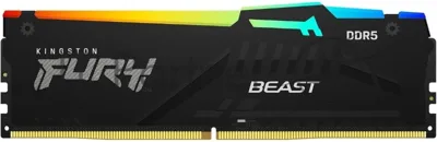 Оперативная память Kingston Fury Beast Black, DDR5, 32Gb (1x32 GB), 5200 MHz, CL40, радиатор, RGB, черный
