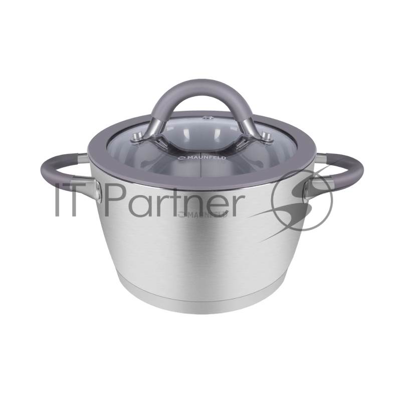 Кастрюля Maunfeld Leona MF30LN01CR из нержавеющей стали со стеклянной крышкой, 18 см, 2,4 л.