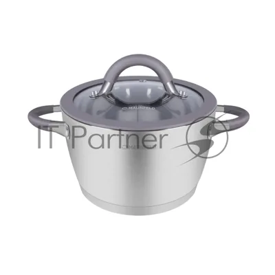 Кастрюля Maunfeld Leona MF30LN01CR из нержавеющей стали со стеклянной крышкой, 18 см, 2,4 л.