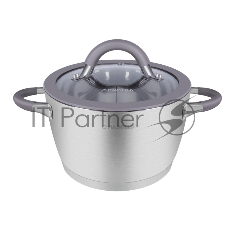 Кастрюля Maunfeld Leona MF40LN01CR из нержавеющей стали со стеклянной крышкой, 20 см, 3,2 л.