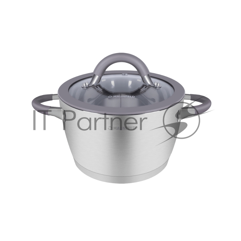Кастрюля Maunfeld Leona MF20LN01CR из нержавеющей стали со стеклянной крышкой, 16 см, 1,7 л.