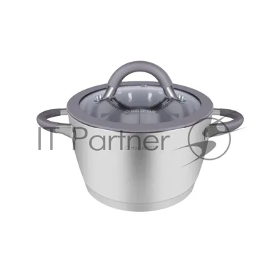 Кастрюля Maunfeld Leona MF20LN01CR из нержавеющей стали со стеклянной крышкой, 16 см, 1,7 л.