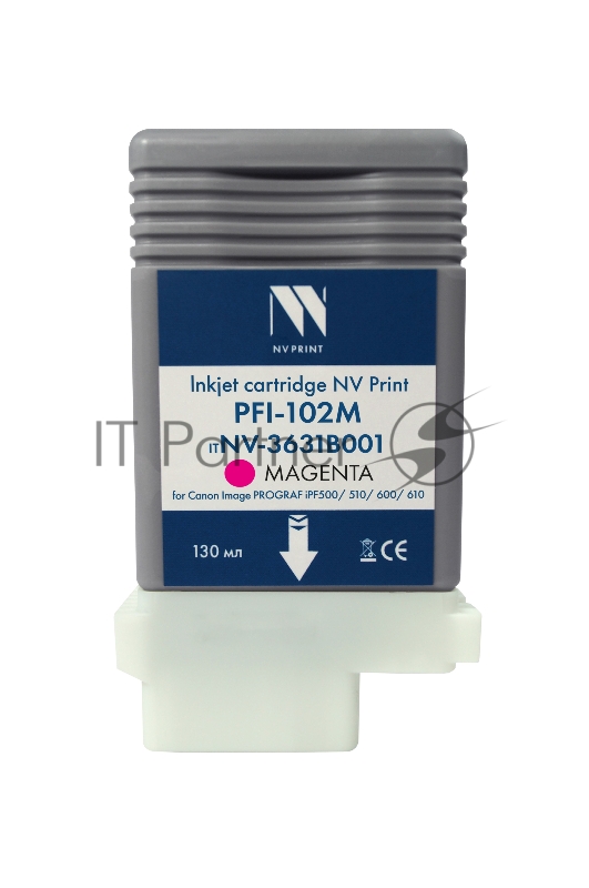 Картридж струйный NVPrint PFI-102M (NV-0897B001) Magenta для Canon ImagePROGRAF iPF500/510/600/610 (130 мл) совместимый