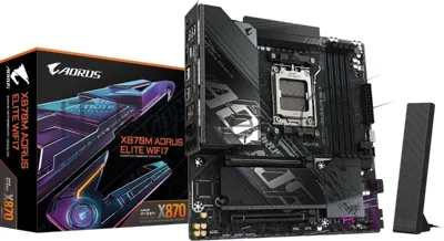 Материнская плата Gigabyte X870M AORUS ELITE WIFI7, AM5, AMD X870, 4xDDR5, 4xSATA, 4xM.2, 1xPCIe 5.0 x16, 1xPCIe 4.0 x4, 1xPCIe 3.0 x2, HDMI, 1x2.5Gb LAN, USB Type-C, 2x3.5 мм, 7.1, microATX