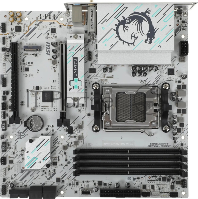 Материнская плата MSI B840M GAMING PLUS WIFI6E, AM5, AMD B840, 4xDDR5, 4xSATA, 2xPCIe 4.0 x16, 1xHDMI, 1x 2.5Gb LAN, 4xUSB 2.0, 2xUSB 3.2 Gen1, 1xUSB 3.2 Gen2 Type-A, 1xUSB 3.2 Gen2 Type-C, 3.5 мм, 7.1, microATX