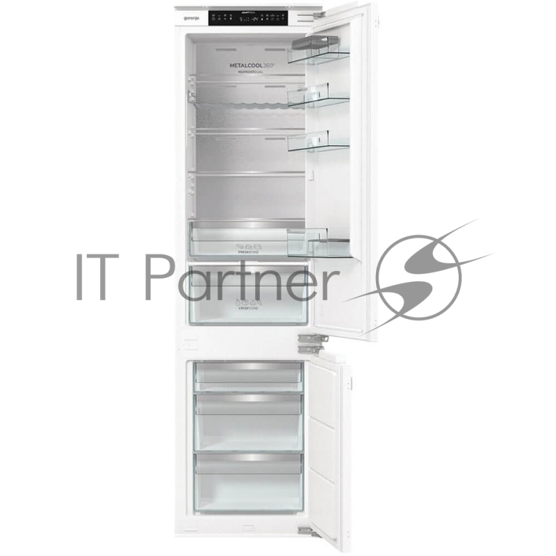 Встраиваемый холодильник Gorenje NRKI519E82WF, 193 см, электронное управление, цифровой дисплей, Wi-Fi, NoFrost Dual, Multiflow 360, контейнер CrispZone с контролем влажности, функция ConvertActive, AdaptTech, MultiAdjust, жесткое крепление, инверторный компрессор, уровень шума 35 дБ
