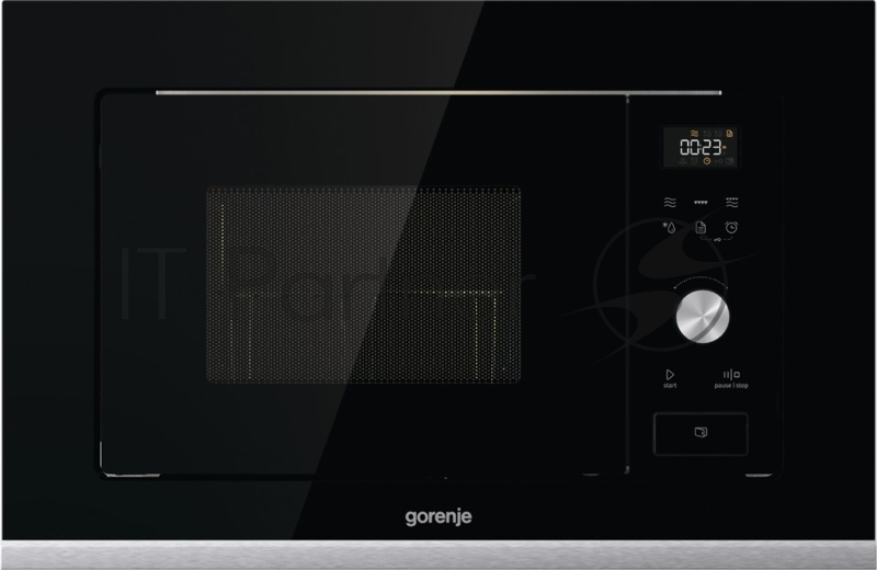 Встраиваемая микроволновая печь GORENJE BMX201AG1BG черный/серебристый, 20 л, 800 Вт, переключатели - сенсор, поворотный механизм