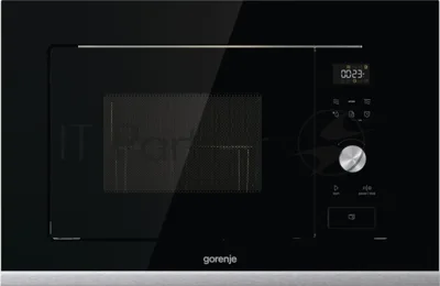 Встраиваемая микроволновая печь GORENJE BMX201AG1BG черный/серебристый, 20 л, 800 Вт, переключатели - сенсор, поворотный механизм