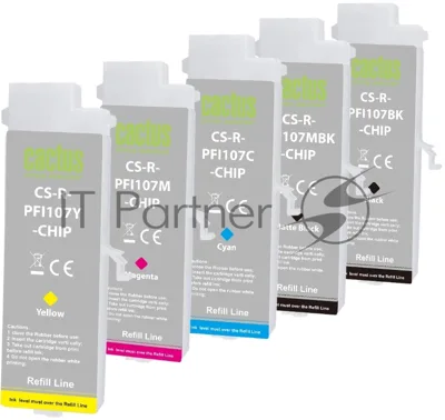 Картридж перезаправляемый струйный Cactus CS-R-PFI107SET-CHIP набор 5шт.упак. для Canon imageProGRAF iPF670/680/685/770/780/785 с чипом