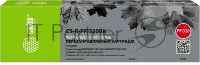 Картридж перезаправляемый струйный Cactus CS-R-PFI320BK PFI-320BK черный (260мл) для Canon imagePROGRAF TM-200/200MFP/205/300/300MFP/305/250/255/350/355