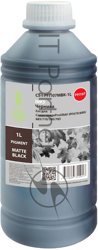 Чернила Cactus CS-I-PFI107MBK-1L PFI-107 черный матовый 1000мл для Canon imageProGRAF iPF670/680/685/770/780/785
